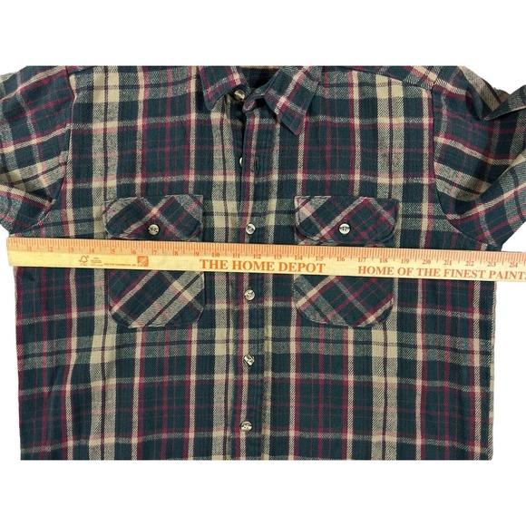 VTG Alaska Wilderness Gear 1959 Green Plaid Flannel‎ Long Sleeve Button Up Sz L - Picture 5 of 6